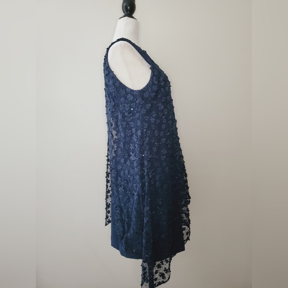 Tahari ASL Assymetrical Appliqué Floral Dress - Picture 7 of 15